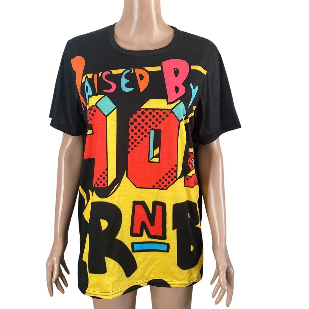 Raised By 90's R&B Tshirt Womens XS Color Block Hiphop fresh prince hip hop rap